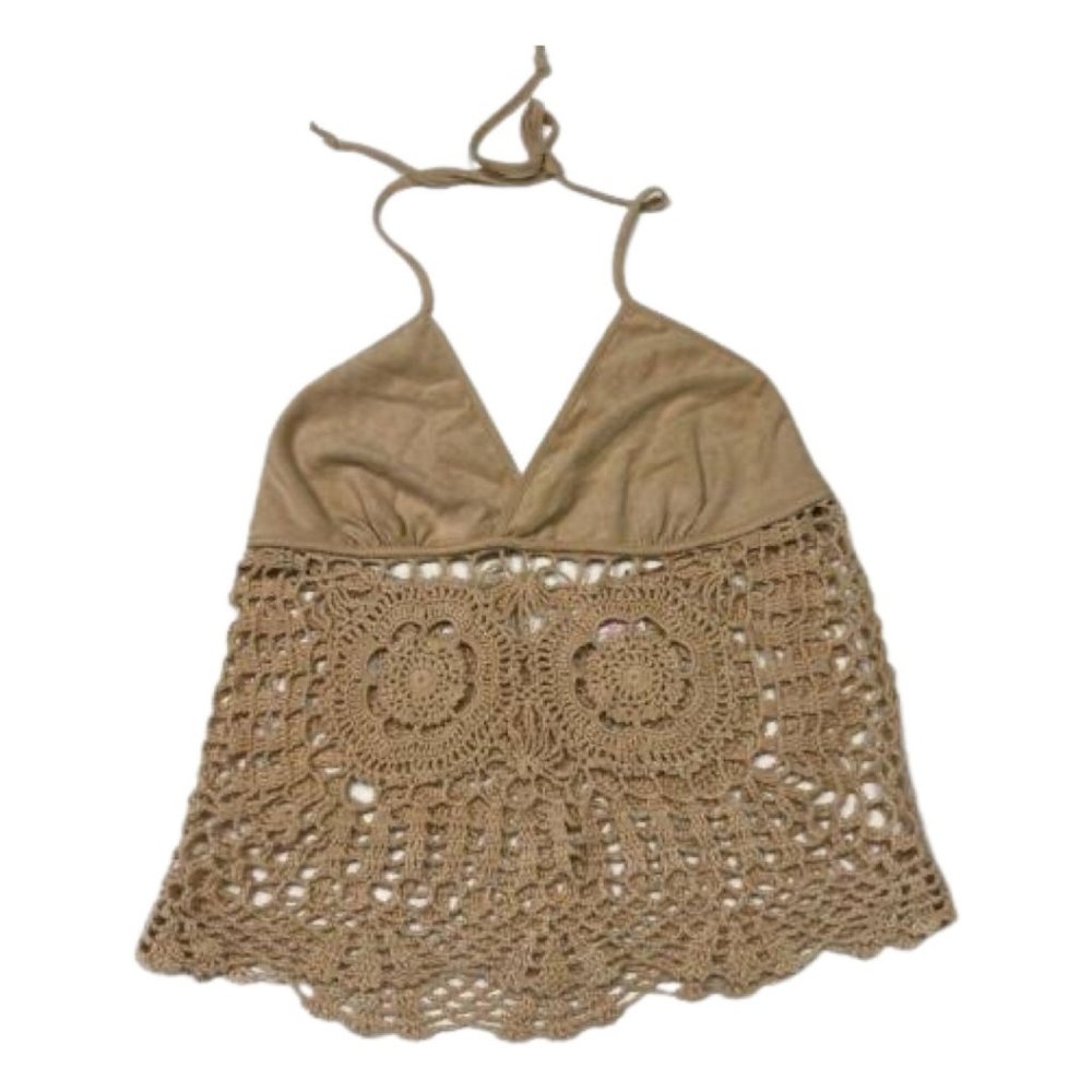 Womens Crochet Halter Top Nude Color